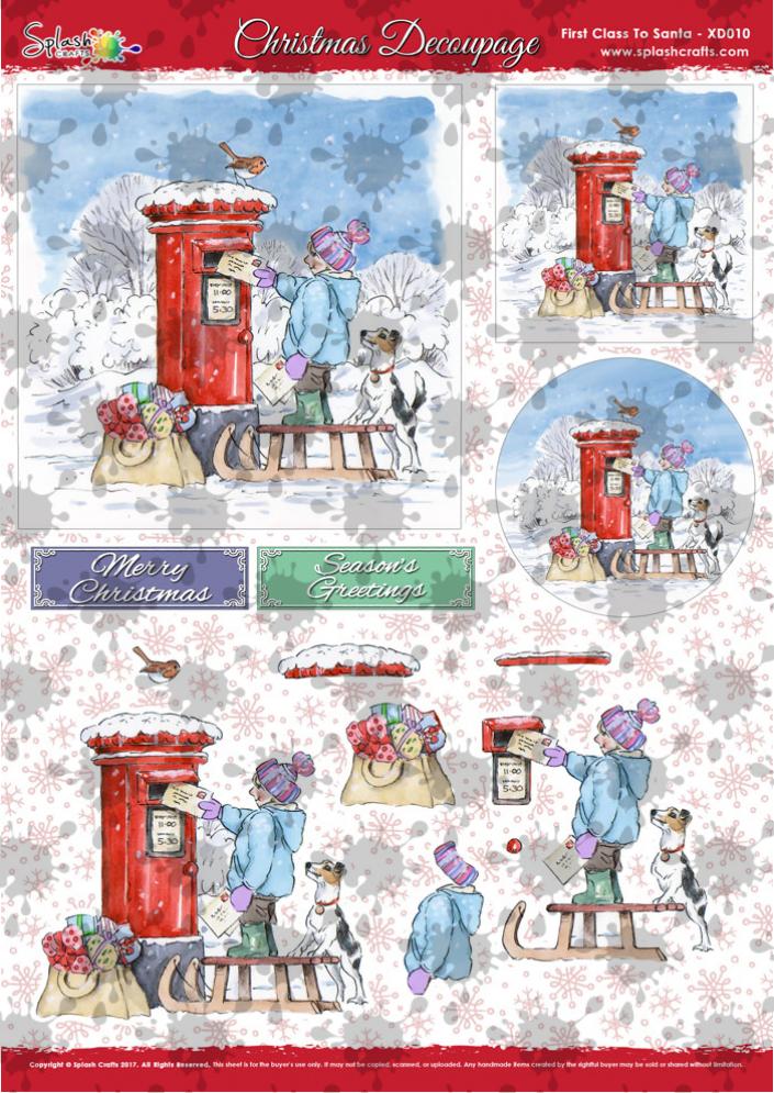 A4 Christmas Decoupage - First Class to Santa